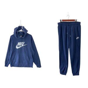 Nike Sportswear Club Hoodie‎ Jogger Set Men’s L Blue Graphic Pullover Fleece Out